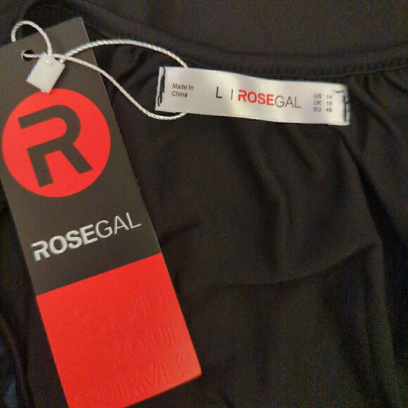 Rosegal Blue & Black Floral Front Cut Out Sleeveless Top Large NWT - Picture 7 of 7